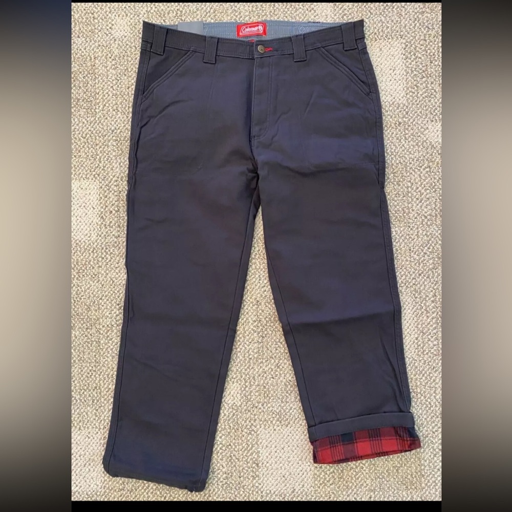 Nwt Coleman Fleece Lined Pants Utility Stretch Canvas blue or brown Size 38 X 30